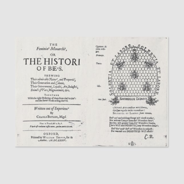 Papel De Seda Publicación de la apicultura Queen Bee 1609 (Anverso)