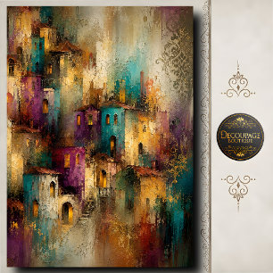 Papel De Seda Pueblo Colorido Decoupage Arte Mediterráneo