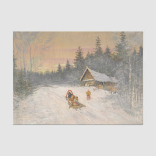 Papel De Seda Pueblo Ruso Bajo la Nieve por Konstantin Korovin