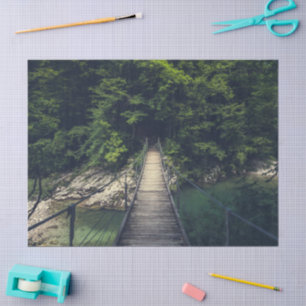 Papel De Seda Puente colgante simple río Idrijca, Eslovenia
