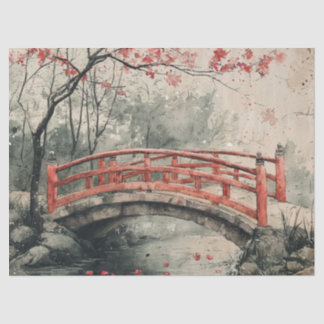 Papel De Seda Puente de Flor de Cerezo Sumi-E Paisaje (2)