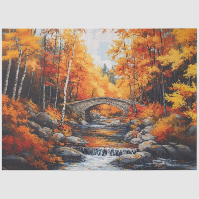 Papel De Seda Puente del bosque de otoño (Anverso)
