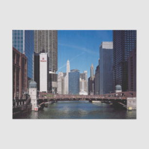 Papel De Seda Puente del río Chicago Skyline Clark Street