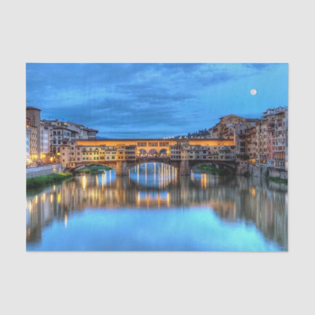 Papel De Seda Puente Ponte vecchio en Florencia, Italia (Anverso)