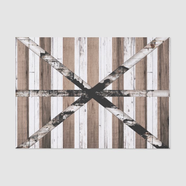 Papel De Seda Puerta de Granero Rústica de Madera Múltiple Blanc (Anverso)