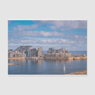 Papel De Seda Puerto de Sliema y rascacielos de Malta