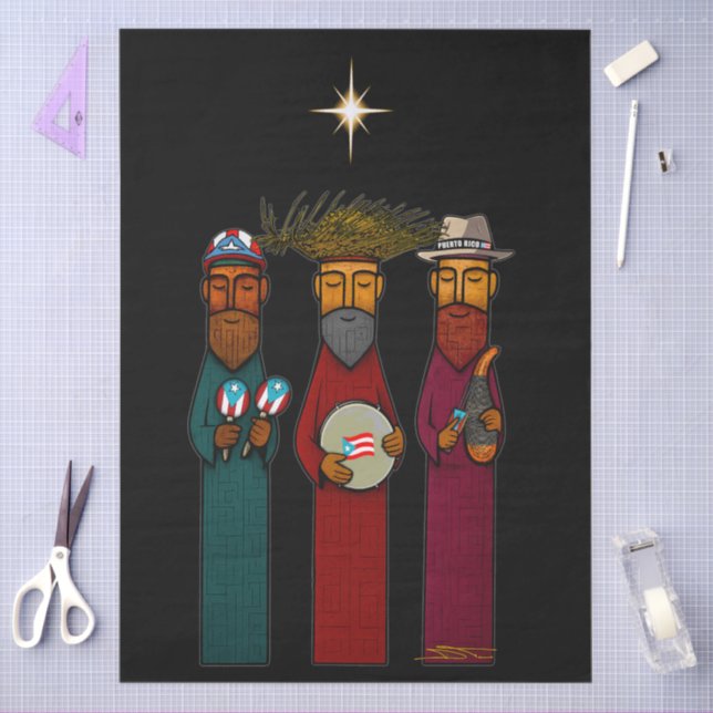 Papel De Seda Puerto Rican Three Wise Men – Parranda (Artesanía)