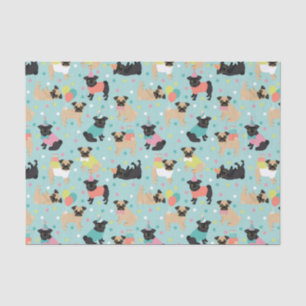 Papel De Seda Pug Birthday Tissue Paper