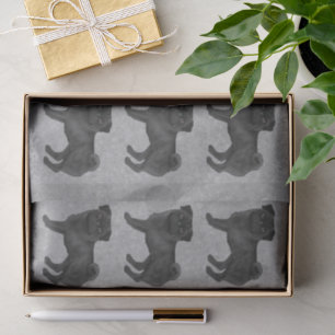 Papel De Seda Pug de color negro patrón de raza de perro Mops en