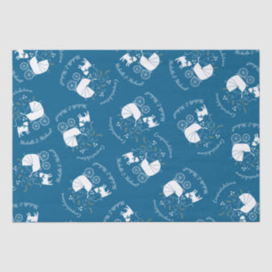 Papel De Seda Pug Dog Baby Shower Boy Blue con Bow