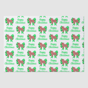 Papel De Seda Pug Silhouette Navidades rojos Perro y Bow Blanco