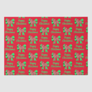 Papel De Seda Pug Silhouette Navidades rojos Perro y Green Bow