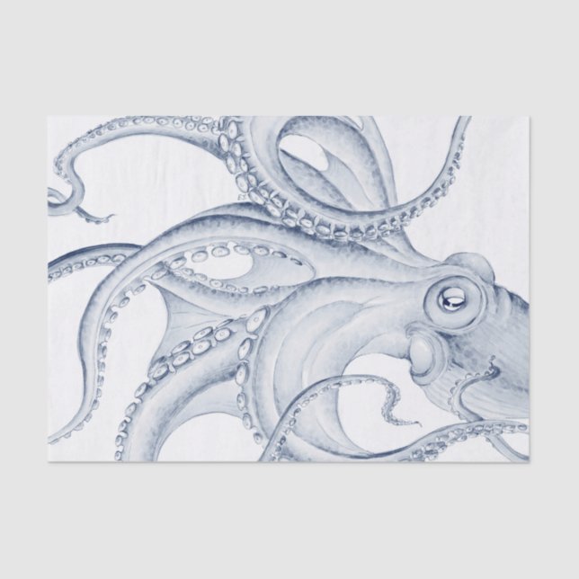 Papel De Seda Pulpo azul Cephalopod Tinta Kraken (Anverso)