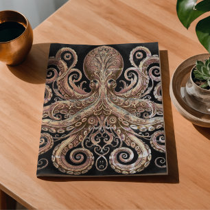 Papel De Seda Pulpo Kraken Steampunk Ornamentado Dorado Negro