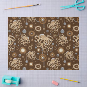 Papel De Seda Pulpo Steampunk Retro Fantasía Mecánica