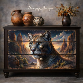 Papel De Seda Puma del Desierto Majestuoso Decoupage Salvaje