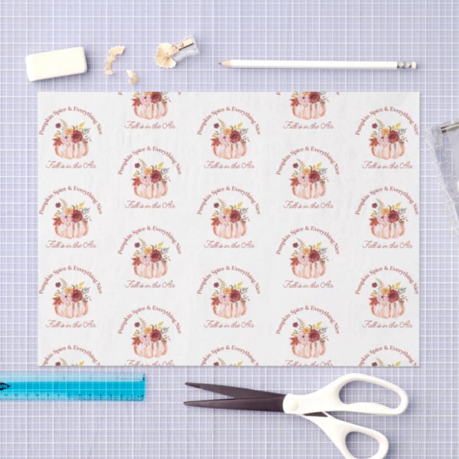 Papel De Seda pumpkin spice & everything nice, fall autumn chic (Artesanía)