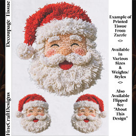 Papel De Seda Punch Needle & Crochet Santa Faces ER6L Decoupage