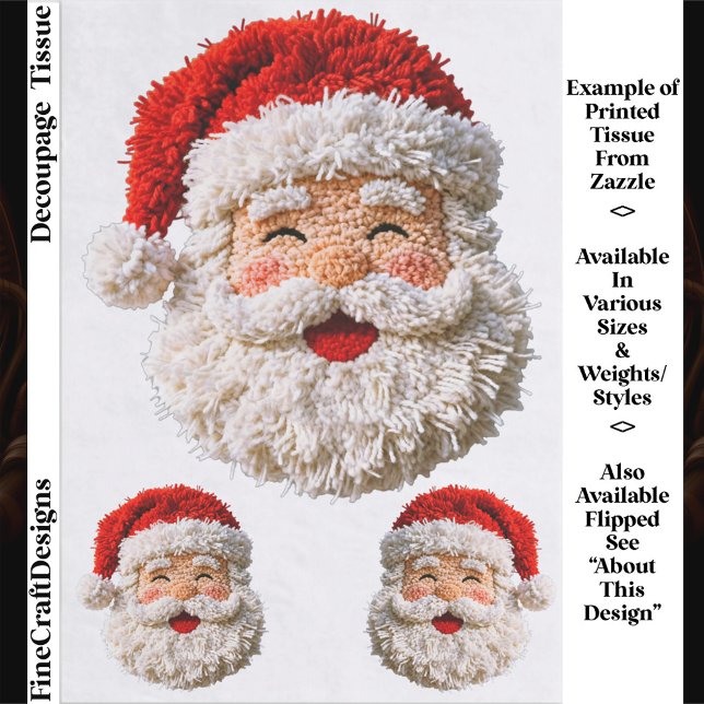 Papel De Seda Punch Needle & Crochet Santa Faces ER6L Decoupage (Subido por el creador)