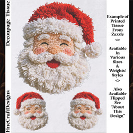 Papel De Seda Punch Needle & Crochet Santa Faces ER6R Decoupage