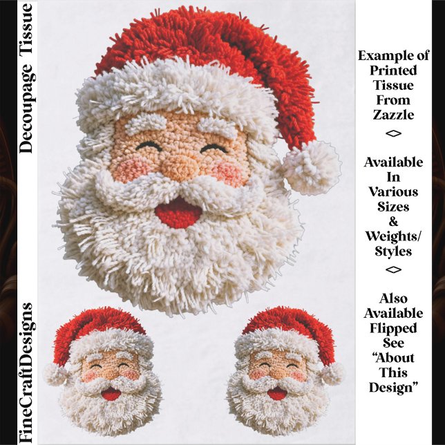 Papel De Seda Punch Needle & Crochet Santa Faces ER6R Decoupage (Subido por el creador)