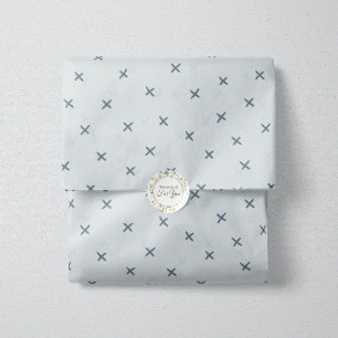 Papel De Seda Punto de Cruz Dibujado a Mano Minimalista - Azul M