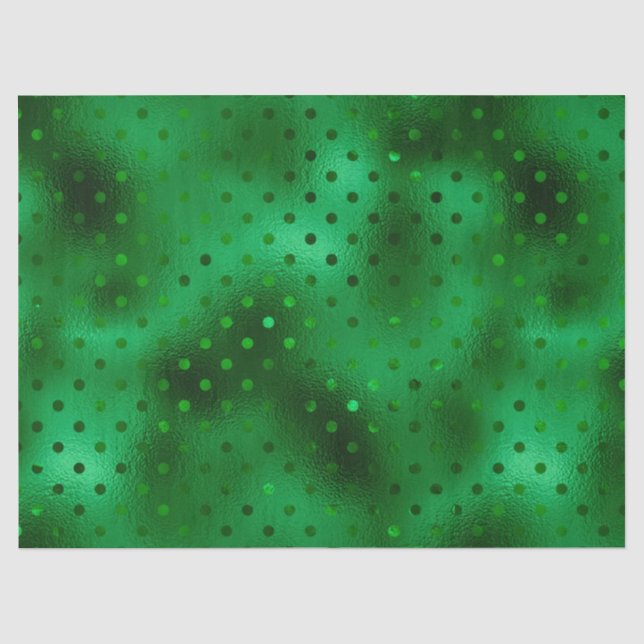 Papel De Seda Punto de Lunares de Hoja Verde (Anverso)