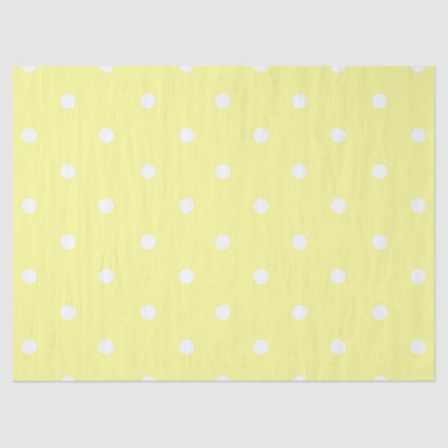 Papel De Seda Punto de polka amarillo blanco (Anverso)