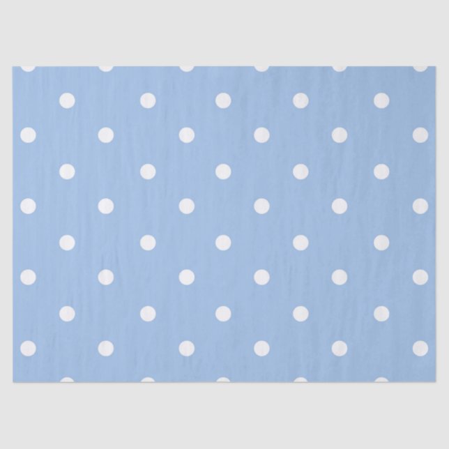 Papel De Seda Punto de Polka Azul Blanco  (Anverso)