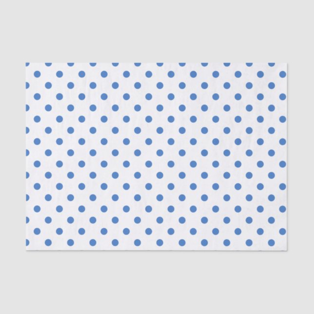 Papel De Seda Punto de polka azul y blanco (Anverso)