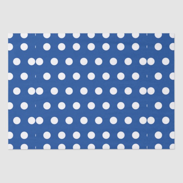 Papel De Seda Punto de Polka Blanco sobre fondo azul   (Anverso)