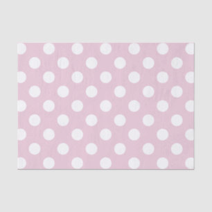 Papel De Seda Punto de Polka Blanco sobre fondo rosado