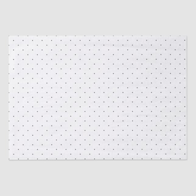 Papel De Seda Punto de polka blanco y negro (Anverso)