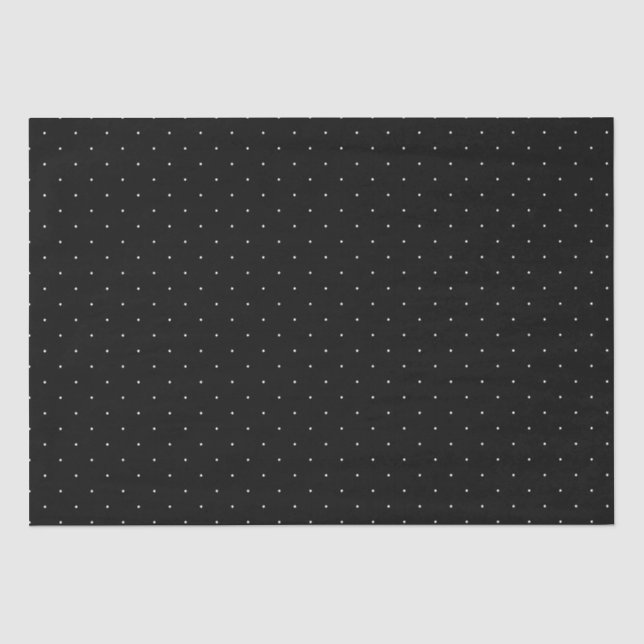 Papel De Seda Punto de polka blanco y negro (Anverso)