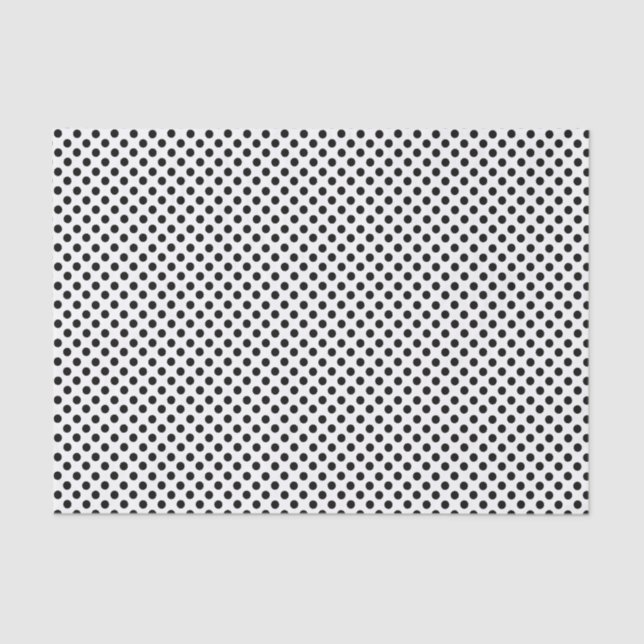 Papel De Seda Punto de polka blanco y negro (Anverso)