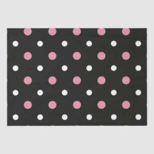 Papel De Seda Punto de polka blanco y negro rosa