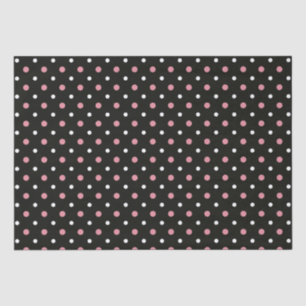 Papel De Seda Punto de polka blanco y negro rosa