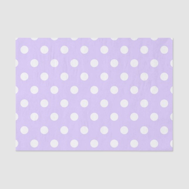 Papel De Seda Punto de Polka blanco y púrpura claro (Anverso)