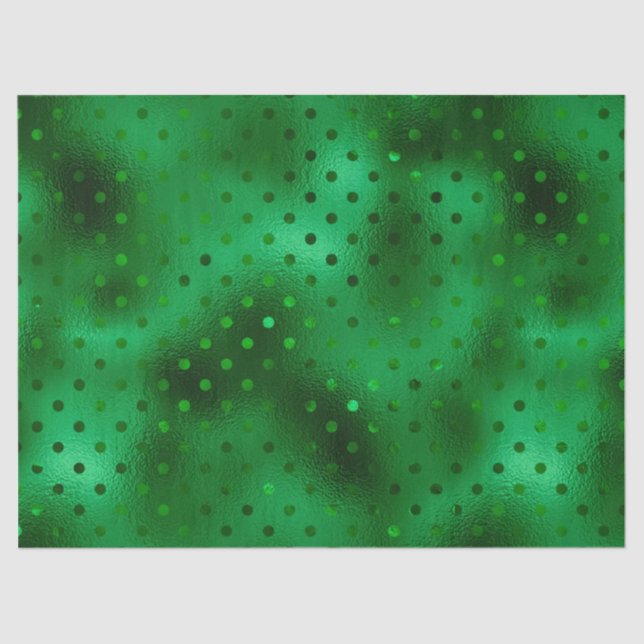 Papel De Seda Punto de Polka de Relieve metalizado Verde (Anverso)