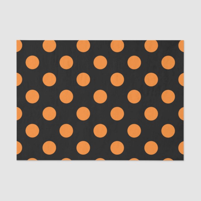 Papel De Seda Punto de polka negra Naranja de Halloween (Anverso)