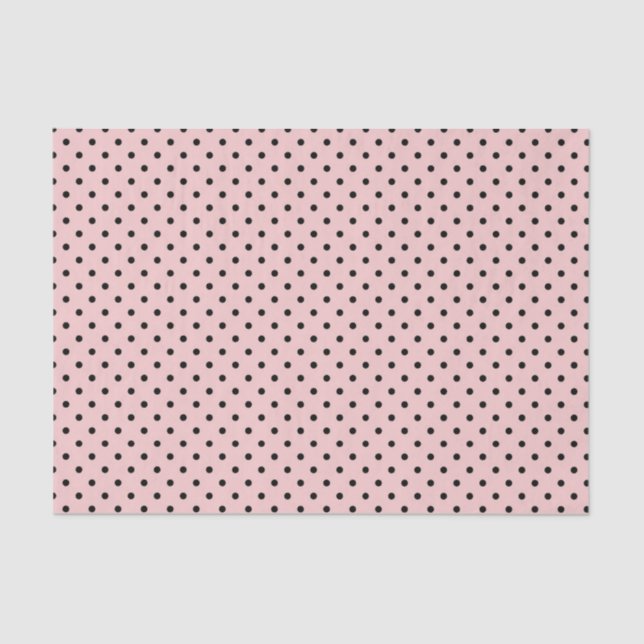 Papel De Seda Punto de polka negra rosa (Anverso)