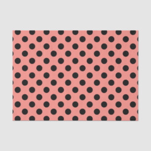 Papel De Seda Punto de polka negro sobre melocotón