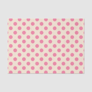 Papel De Seda Punto de polka rosa sobre crema