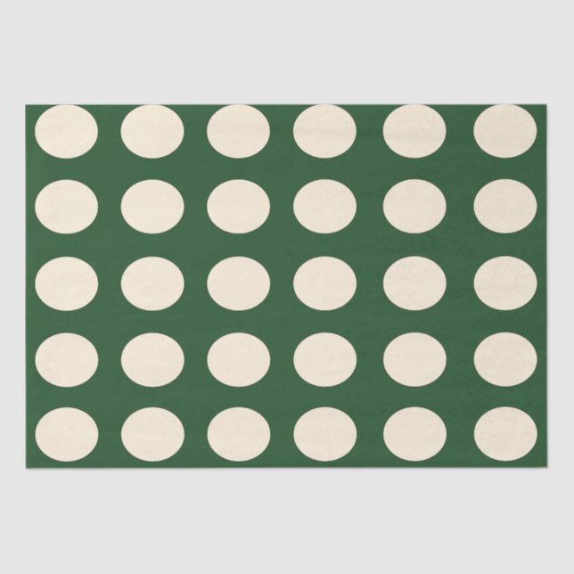 Papel De Seda Punto Polka de Marfil Verde (Anverso)
