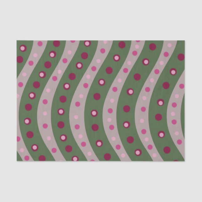 Papel De Seda Punto Polka Magenta Pink Green Springtime Patterad (Anverso)