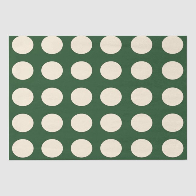 Papel De Seda Punto Polka Marfil Verde (Anverso)