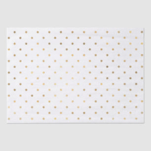 Papel De Seda Punto Polka Purpurina blanco y dorado