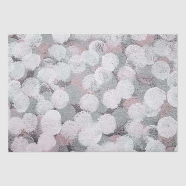 Papel De Seda Puntos abstractos de gris rosa y blanco (Anverso)