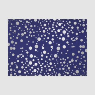 Papel De Seda Puntos azul marino y de plata del confeti