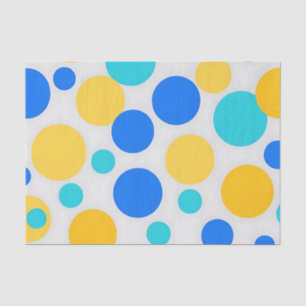 Papel De Seda Puntos azules amarillos turquesa
